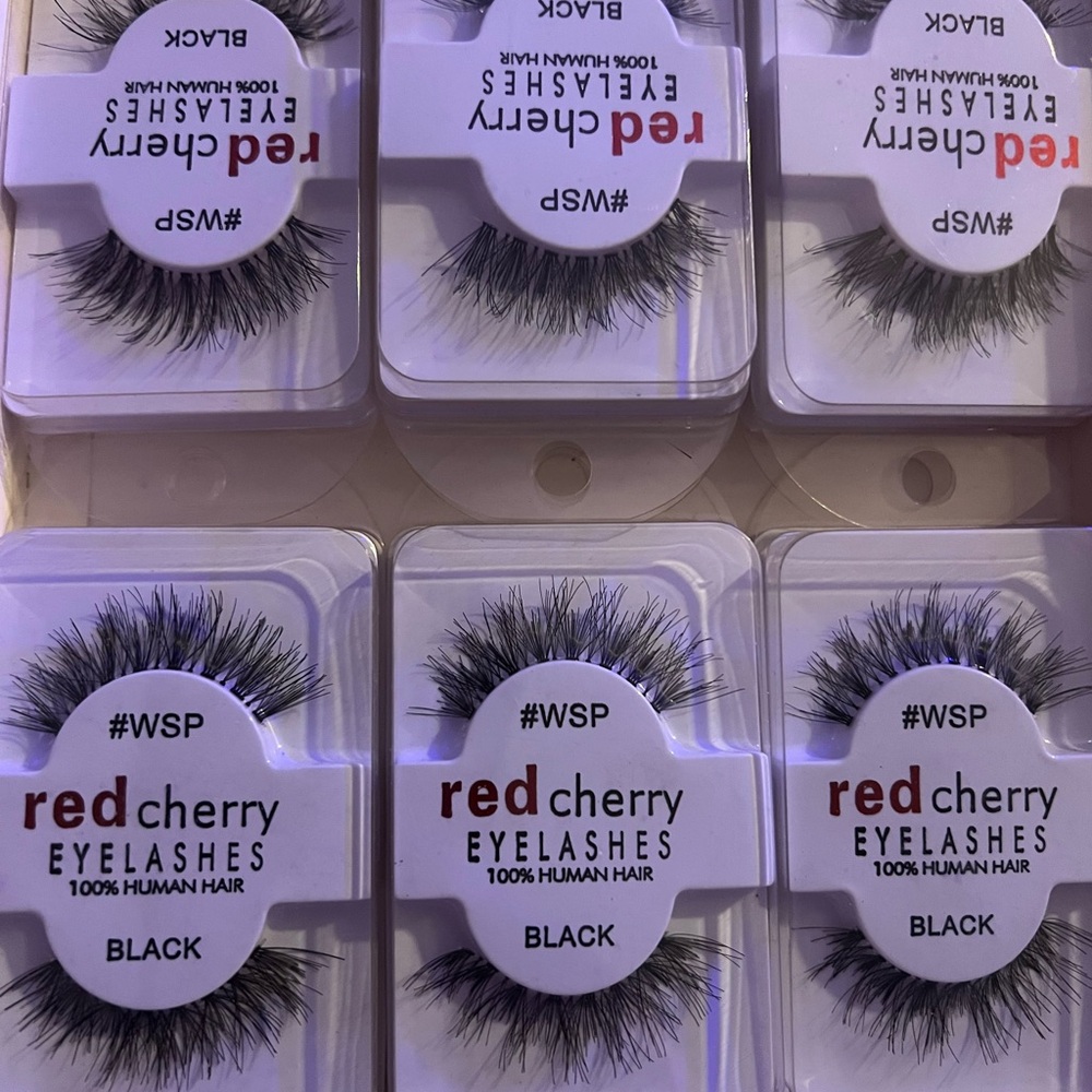 11 Pairs- Red Cherry #WSP Black Human Hair Eyelashes - Picture 5 of 5